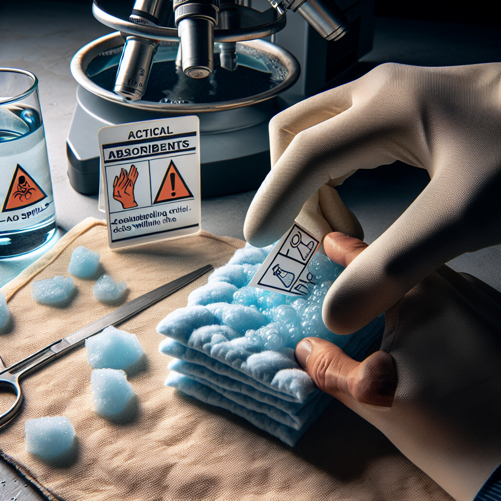 Uso correcto de absorbentes para minimizar riesgos ante derrames de ácidos.
